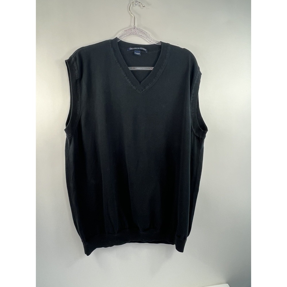 Devon & Jones Sweater Vest Men's Sz XL‎ Black V-Neck